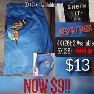 Shein FIT + Faux Jean Butterfly Shorts